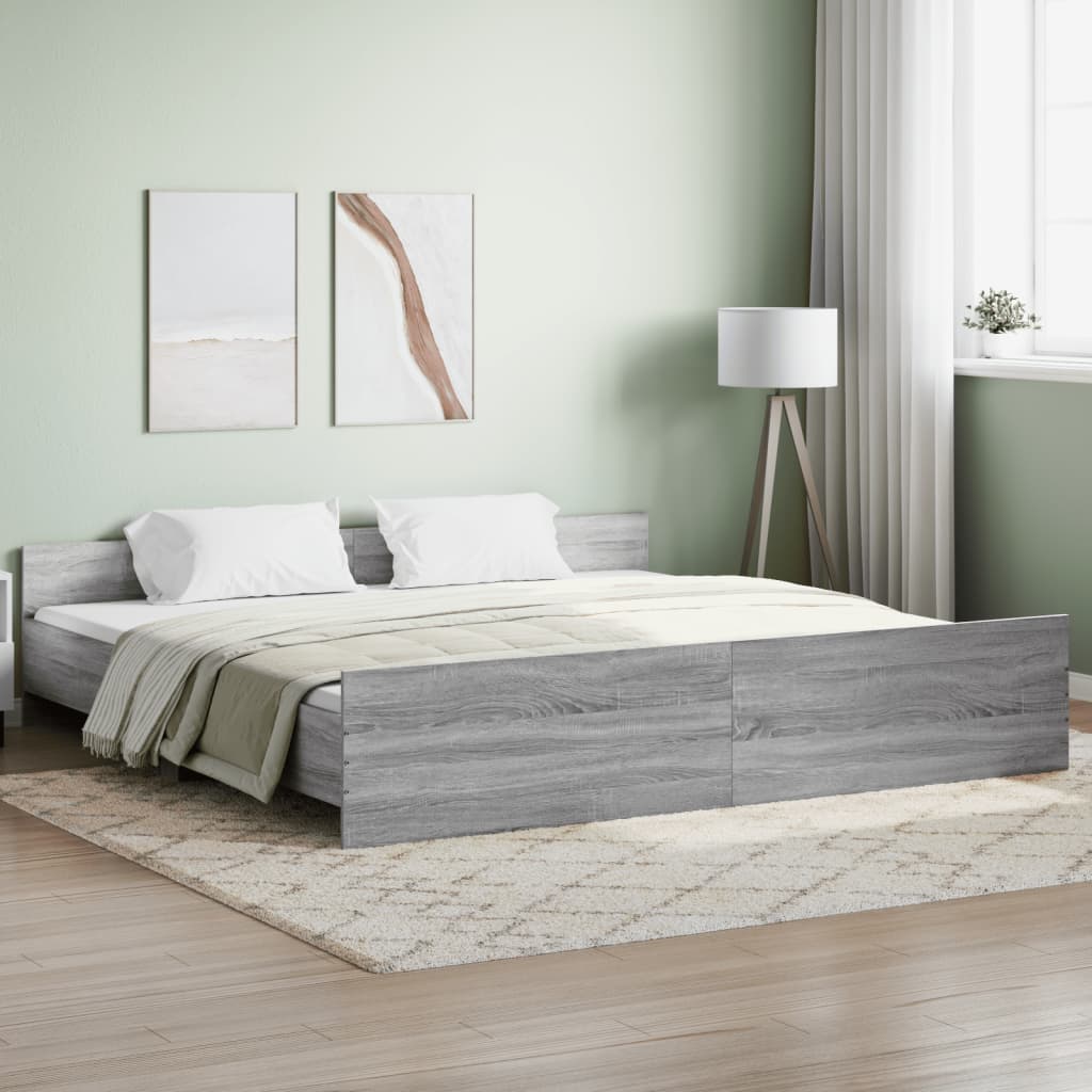 vidaXL Cadre de lit tête de lit et pied de lit gris sonoma 200x200 cm