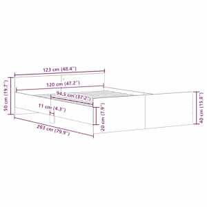Rám postele s hlavovým a nožním čelem bílý 120 x 200 cm - obrázek 10