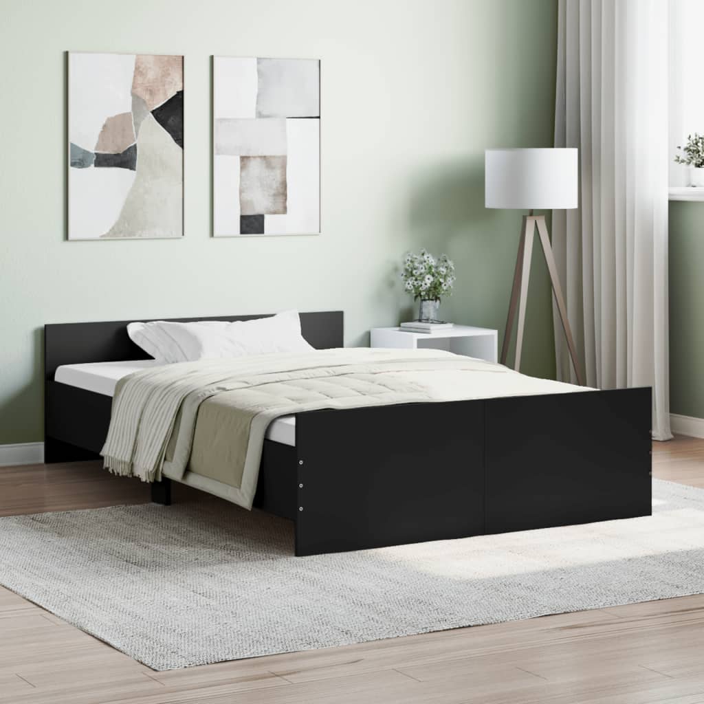 vidaXL Cadru pat cu tăblie de cap/picioare, negru, 120x200 cm
