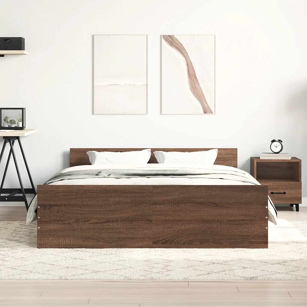vidaXL Bedframe hoofd- en voeteneinde bruin eikenkleur 120x200 cm afbeelding