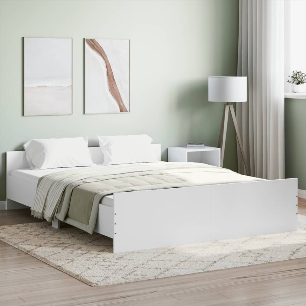 vidaXL Cadru de pat cu tăblie la cap și picioare, alb, 140x200 cm