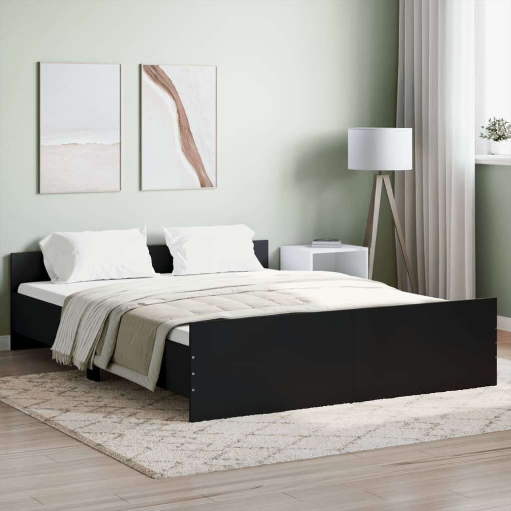 vidaXL Cadru de pat cu tăblie la cap și picioare, negru, 140x200 cm