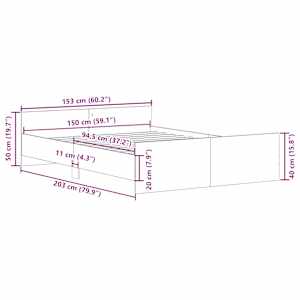 Rám postele s hlavovým a nožním čelem bílý 150 x 200 cm - obrázek 10