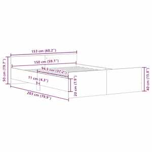 Rám postele s hlavovým a nožním čelem černý 150 x 200 cm - obrázek 10