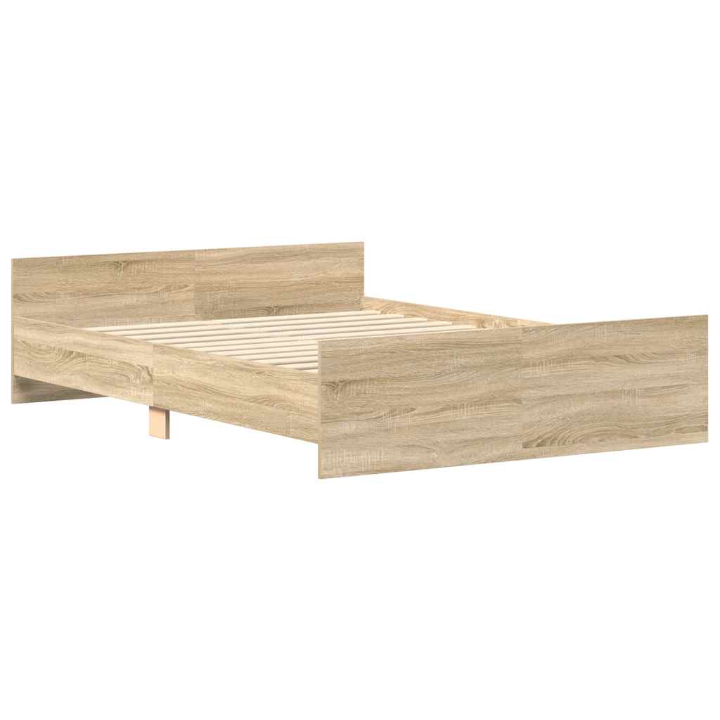 vidaXL Bedframe met hoofd- en voeteneinde sonoma eikenkleur 150x200 cm afbeelding