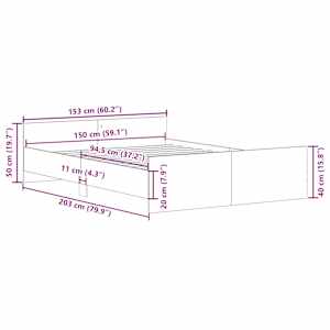 Rám postele s hlavovým a nožním čelem betonově šedý 150x200 cm - obrázek 10