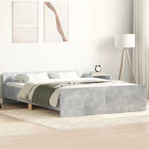 Posteljni okvir z vzglavjem in vznožjem betonsko siv 150x200 cm