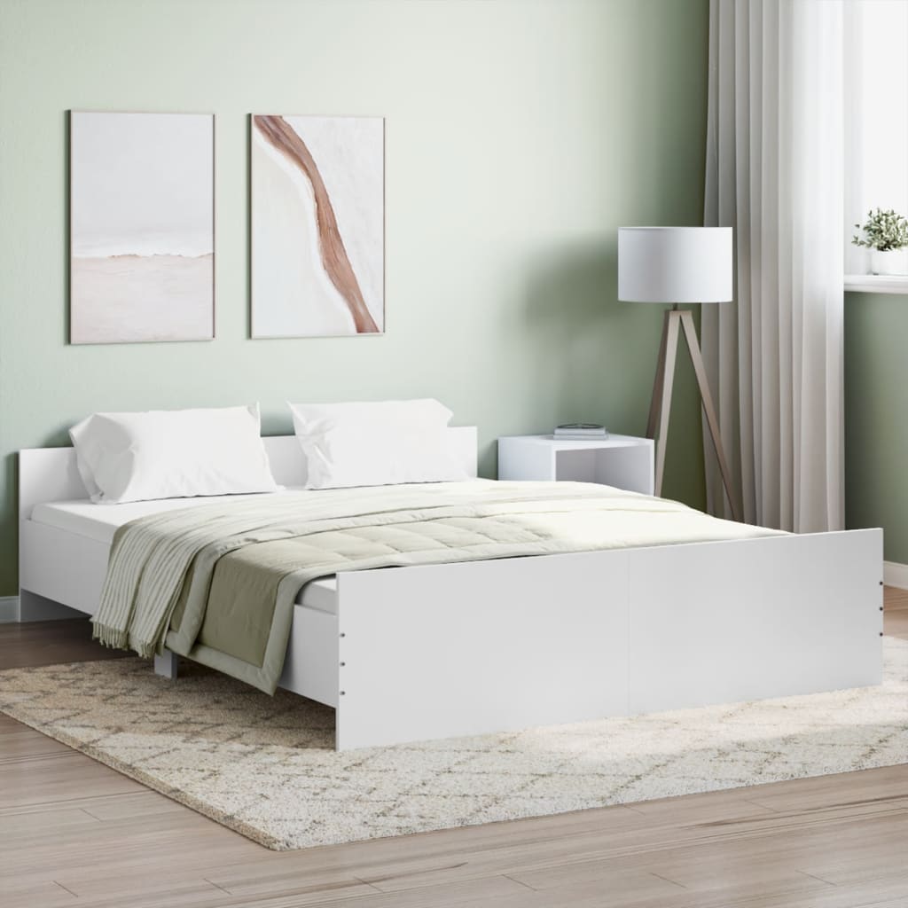 vidaXL Cadru de pat cu tăblie la cap/picioare, alb, 160x200 cm