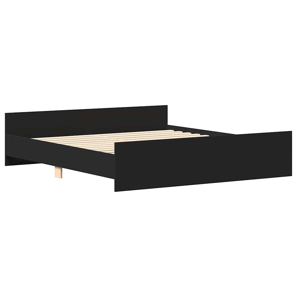 vidaXL Bedframe met hoofd- en voeteneinde zwart 160x200 cm afbeelding