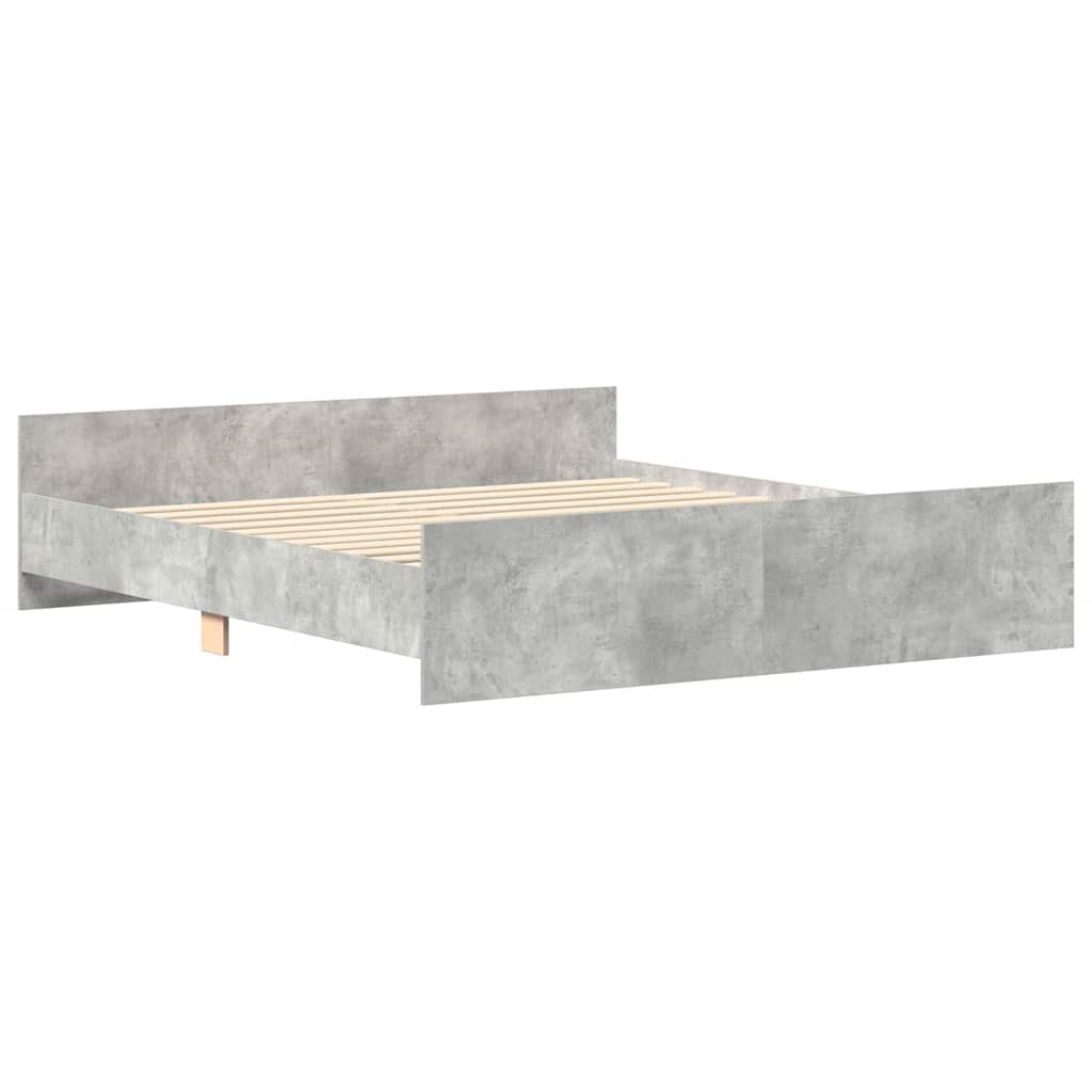 vidaXL Bedframe met hoofd- en voeteneinde betongrijs 160x200 cm afbeelding