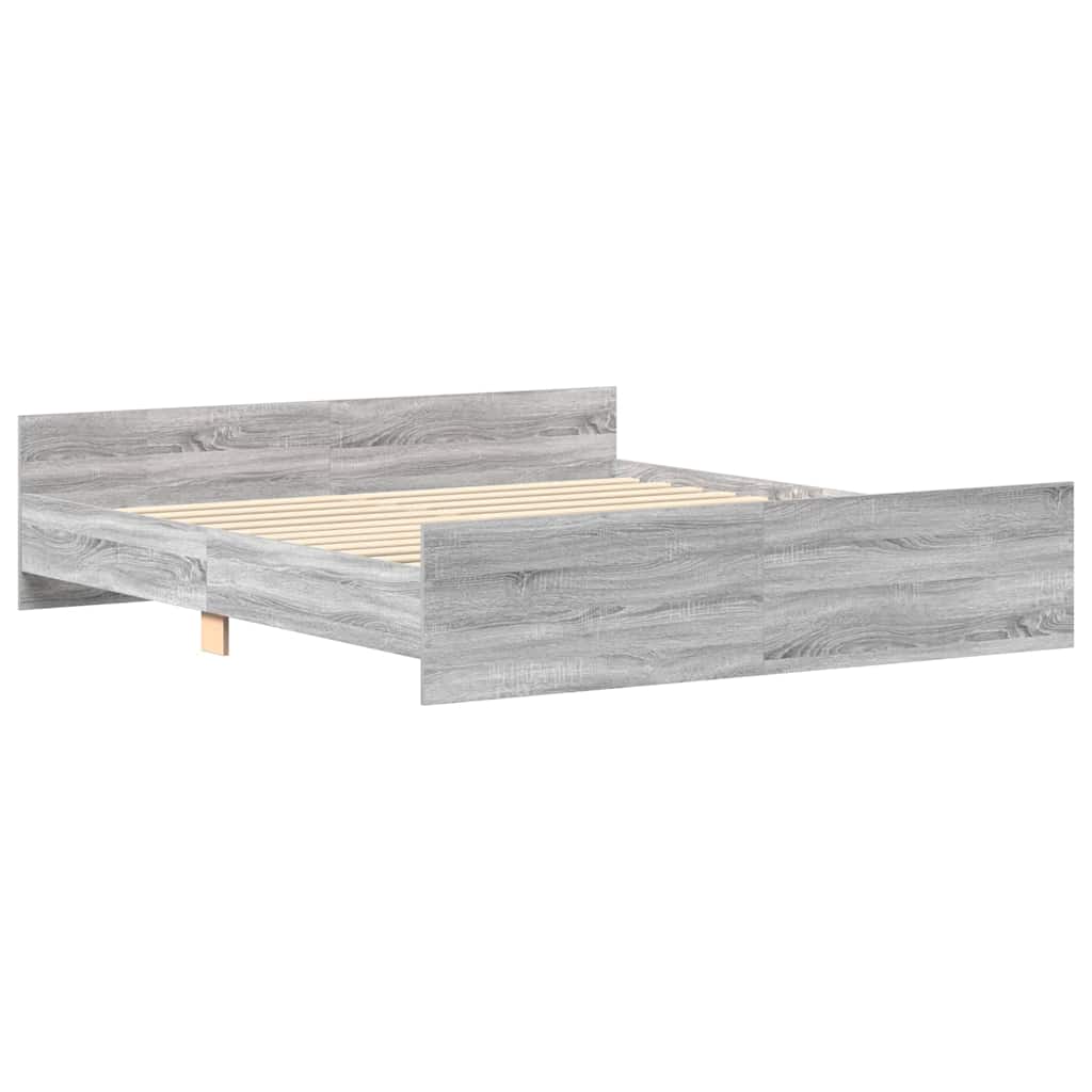 vidaXL Bedframe met hoofd- en voeteneinde grijs sonoma 160x200 cm afbeelding