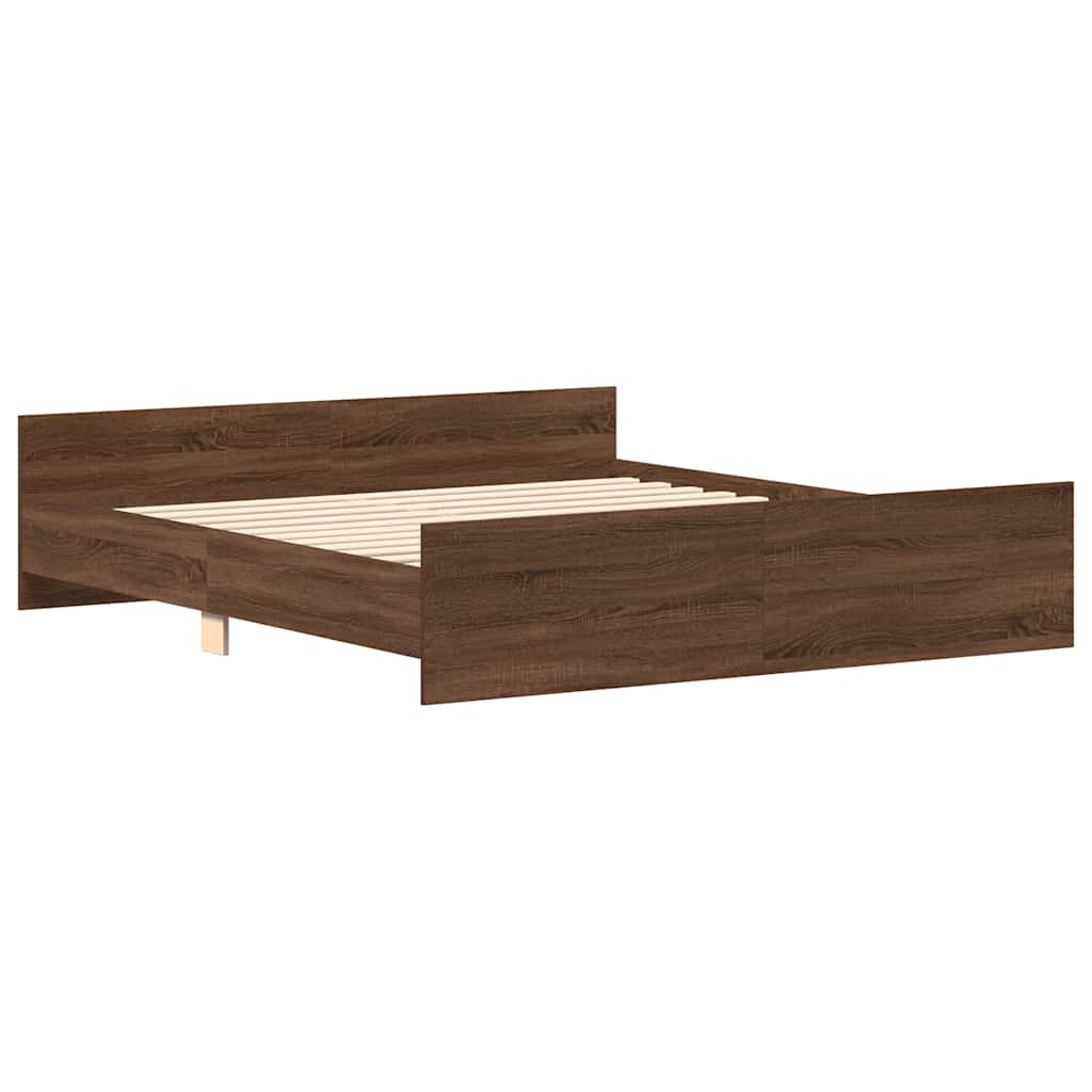 vidaXL Bedframe hoofd- en voeteneinde bruin eikenkleur 160x200 cm afbeelding