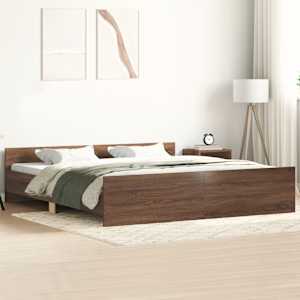 Posteljni okvir z vzglavjem in vznožjem rjavi hrast 160x200 cm
