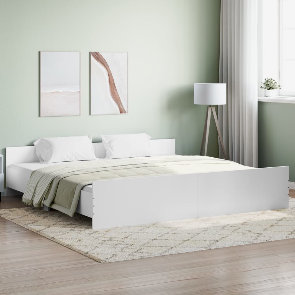 vidaXL Cadru pat cu tăblie la cap/picioare, alb, 180x200 cm