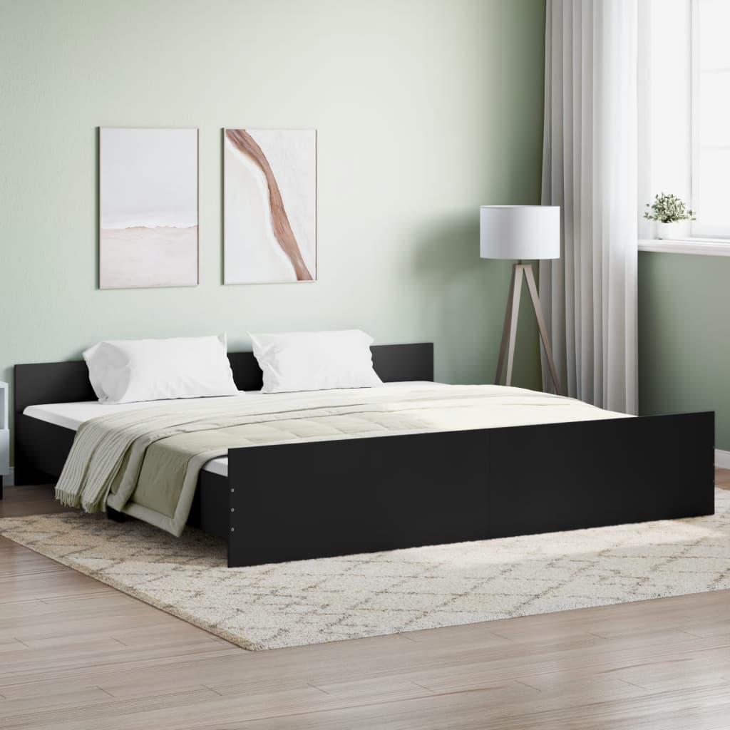 vidaXL Cadru pat cu tăblie la cap/picioare, negru, 180x200 cm