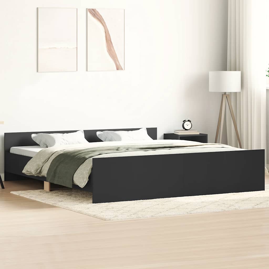 vidaXL Cadru pat cu tăblie la cap/picioare, negru, 180x200 cm