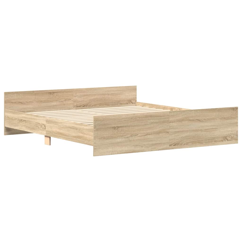 vidaXL Bedframe met hoofd- en voeteneinde sonoma eikenkleur 180x200 cm afbeelding