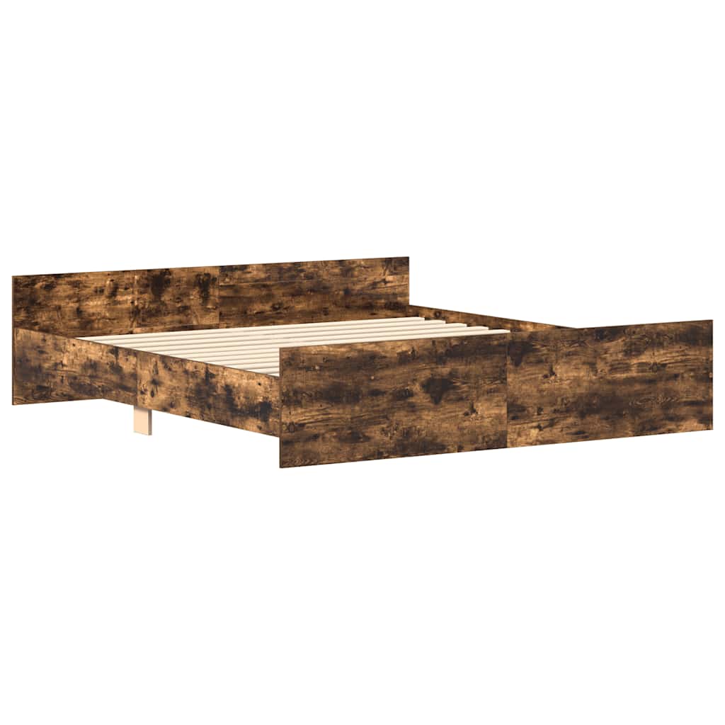 vidaXL Bedframe met hoofd- en voeteneinde gerookt eiken 180x200 cm afbeelding