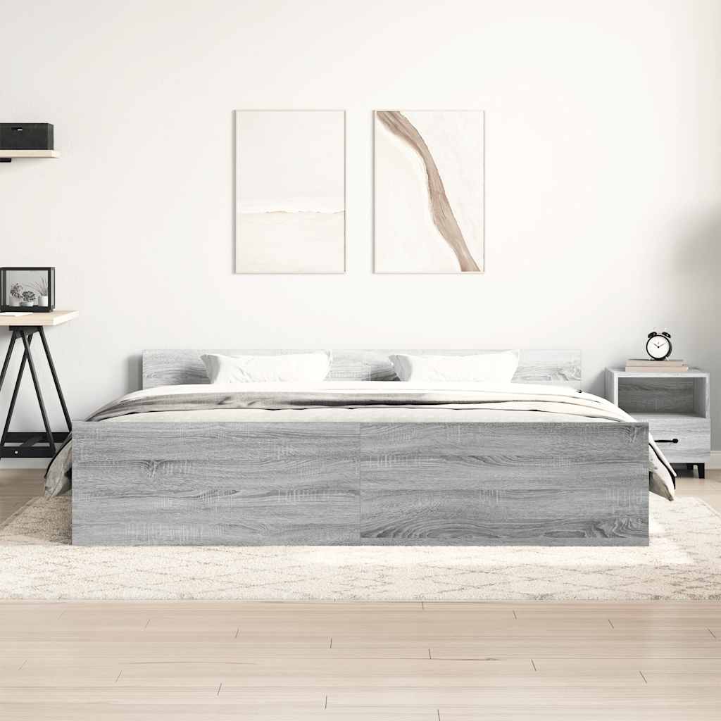 vidaXL Bedframe met hoofd- en voeteneinde grijs sonoma 180x200 cm afbeelding