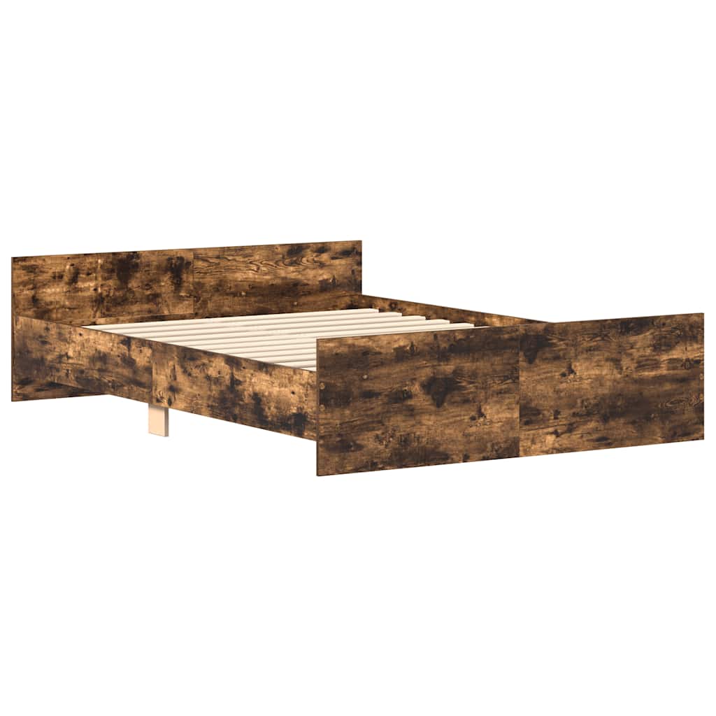 vidaXL Bedframe met hoofd- en voeteneinde gerookt eiken 120x190 cm afbeelding
