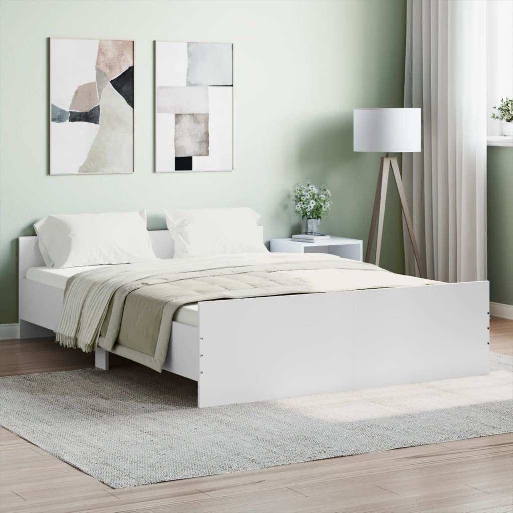 vidaXL Cadru de pat cu tăblie de cap și picioare, alb, 140x190 cm