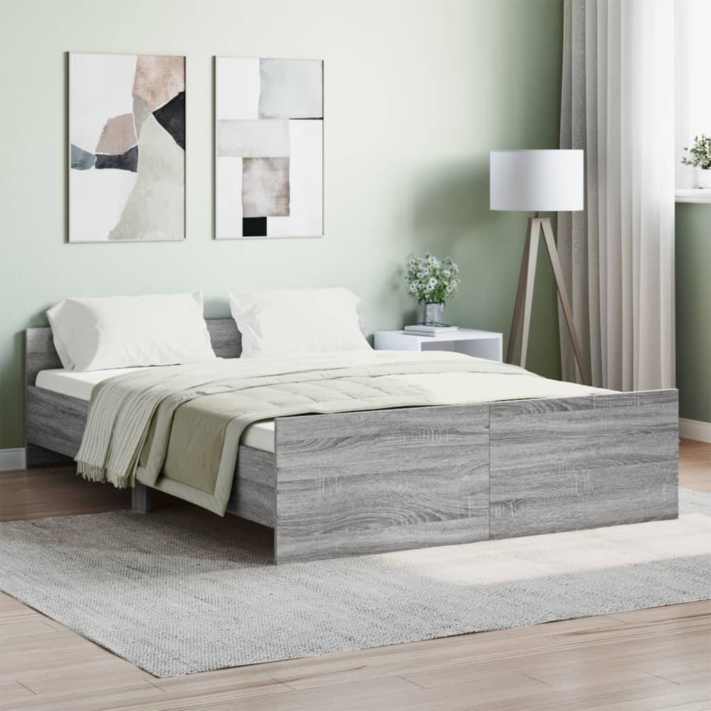 vidaXL Cadre de lit tête de lit et pied de lit gris sonoma 140x190 cm