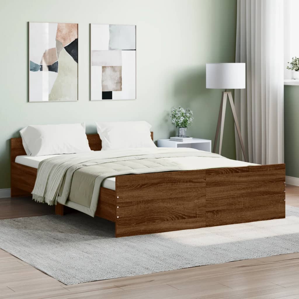 vidaXL Cadre de lit tête de lit et pied de lit chêne brun 140x190 cm