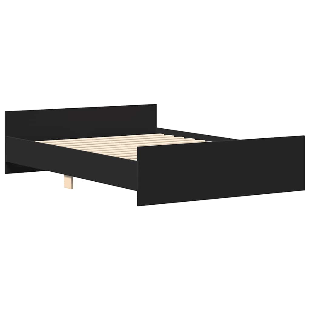vidaXL Bedframe met hoofd- en voeteneinde zwart 135x190 cm afbeelding