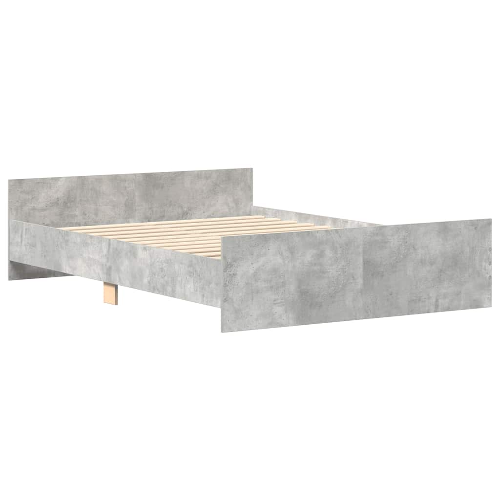 vidaXL Bedframe met hoofd- en voeteneinde betongrijs 135x190 cm afbeelding