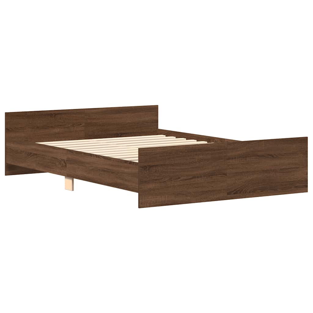 vidaXL Bedframe hoofd- en voeteneinde bruin eikenkleur 135x190 cm afbeelding