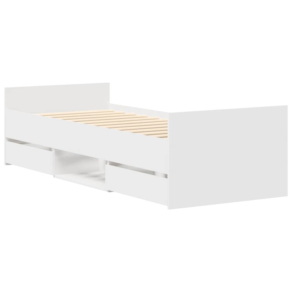 vidaXL Bedframe met hoofd- en voeteneinde wit 100x200 cm afbeelding