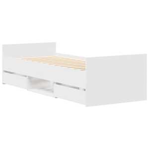 Rám postele s hlavovým a nožním čelem bílý 100 x 200 cm - obrázek 3