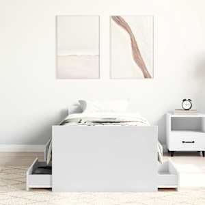Rám postele s hlavovým a nožním čelem bílý 100 x 200 cm - obrázek 4