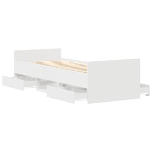 Rám postele s hlavovým a nožním čelem bílý 100 x 200 cm - obrázek 5