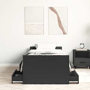 Rám postele s hlavovým a nožním čelem černý 100 x 200 cm - obrázek 4