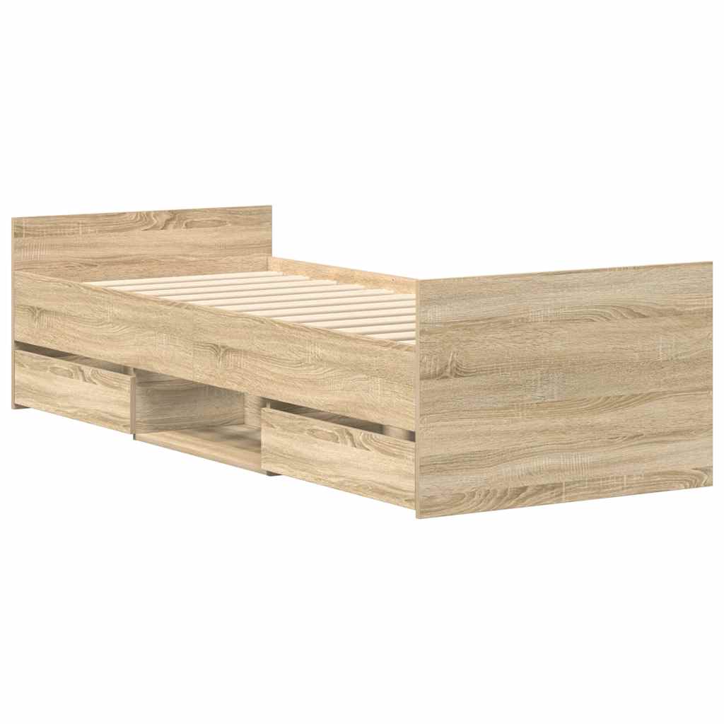 Thumbnail - vidaXL Bettgestell mit Kopf- und Fußteil Sonoma-Eiche 100x200 cm
