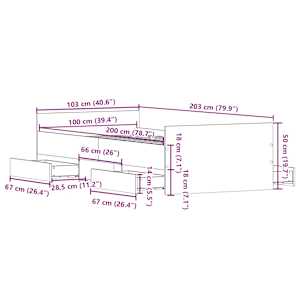 Rám postele s hlavovým a nožním čelem betonově šedý 100x200 cm - obrázek 11