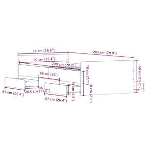 Rám postele s hlavovým a nožním čelem hnědý dub 90 x 200 cm - obrázek 11