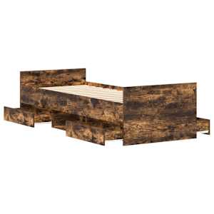 Rám postele s hlavovým a nožním čelem kouřový dub 90 x 190 cm - obrázek 5