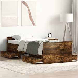 Posteljni okvir z vzglavjem in vznožjem dim. hrast 90x190 cm