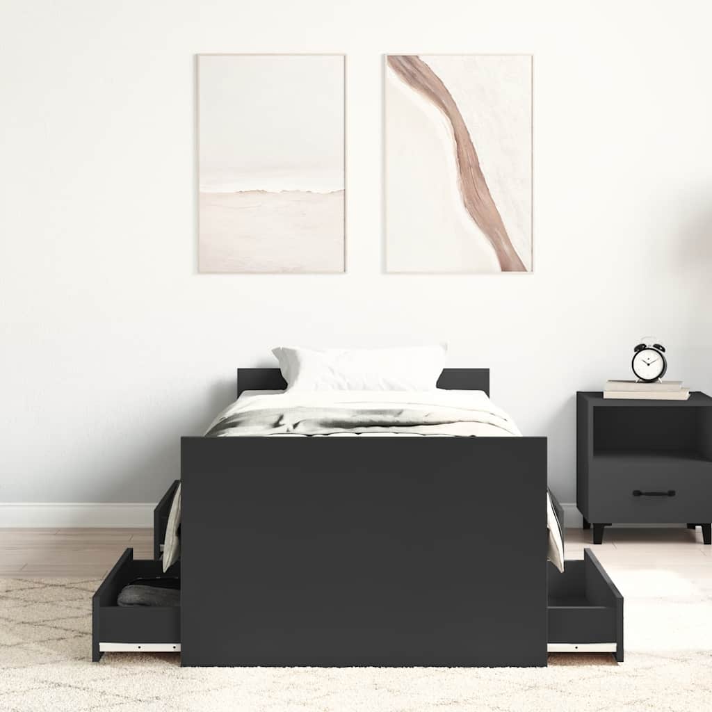 Thumbnail - vidaXL Bettgestell mit Kopf- und Fußteil Schwarz 75x190 cm