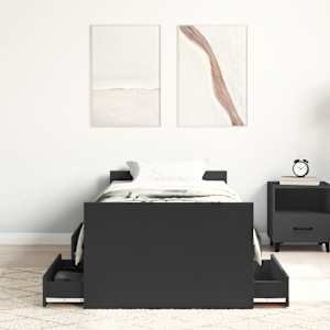 Rám postele s hlavovým a nožním čelem černý 75 x 190 cm - obrázek 3