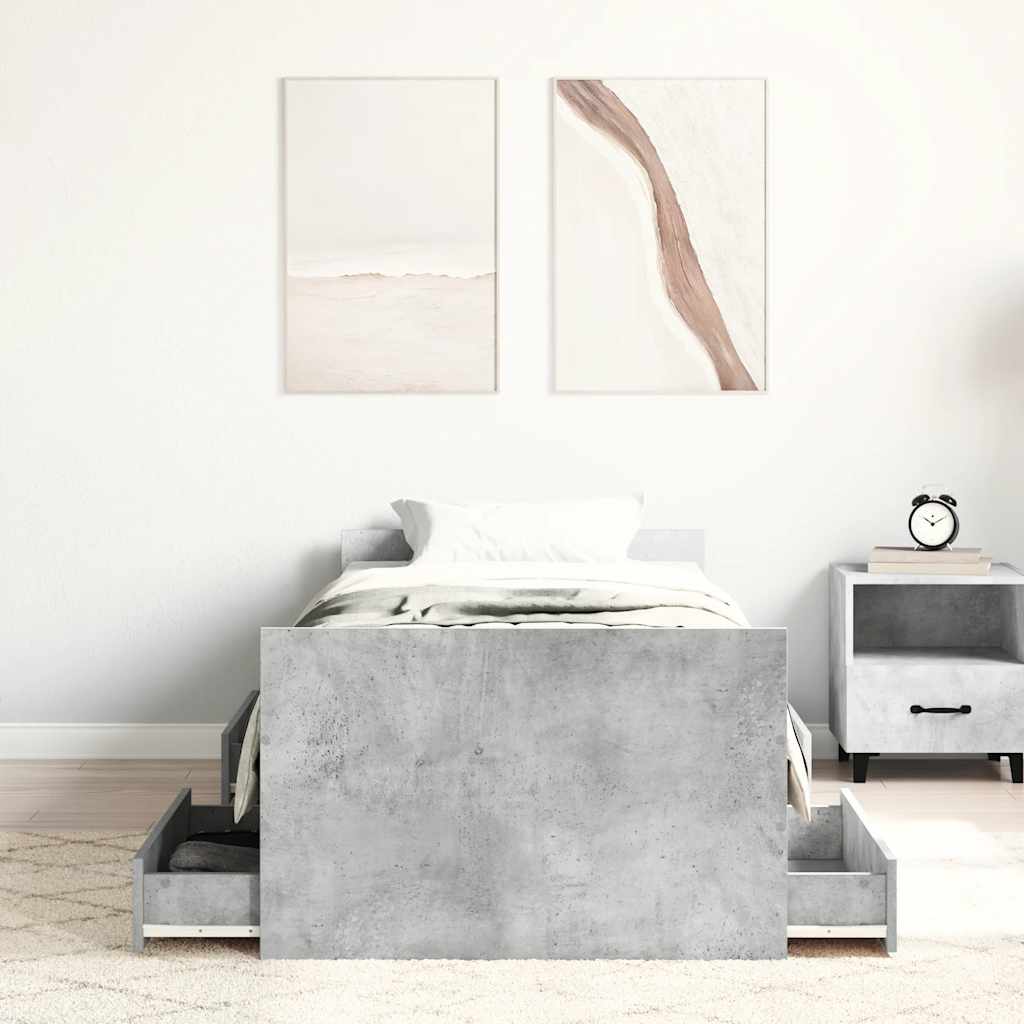 Thumbnail - vidaXL Bettgestell mit Kopf- und Fußteil Betongrau 75x190 cm