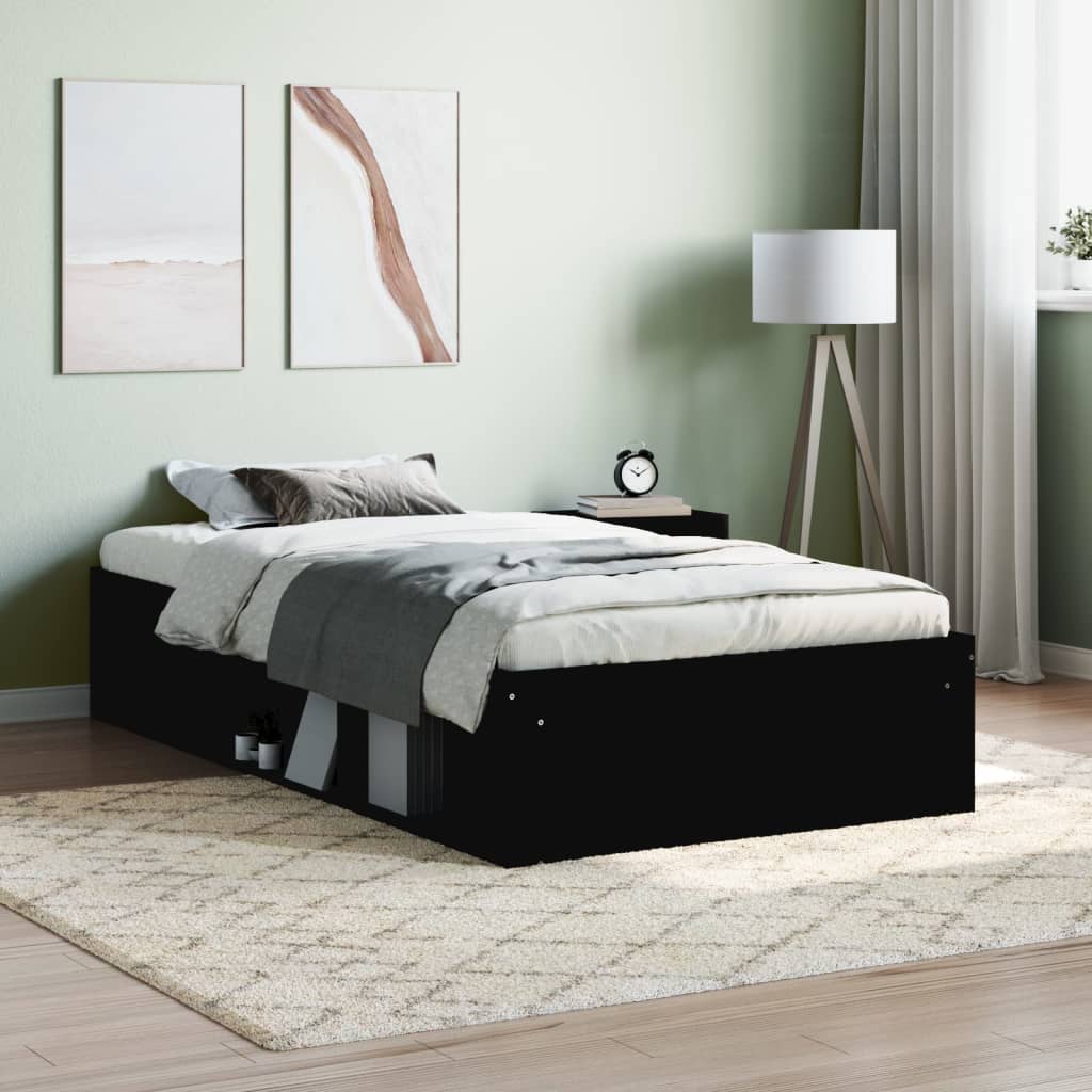 vidaXL Cadru pat, negru, 90x200 cm