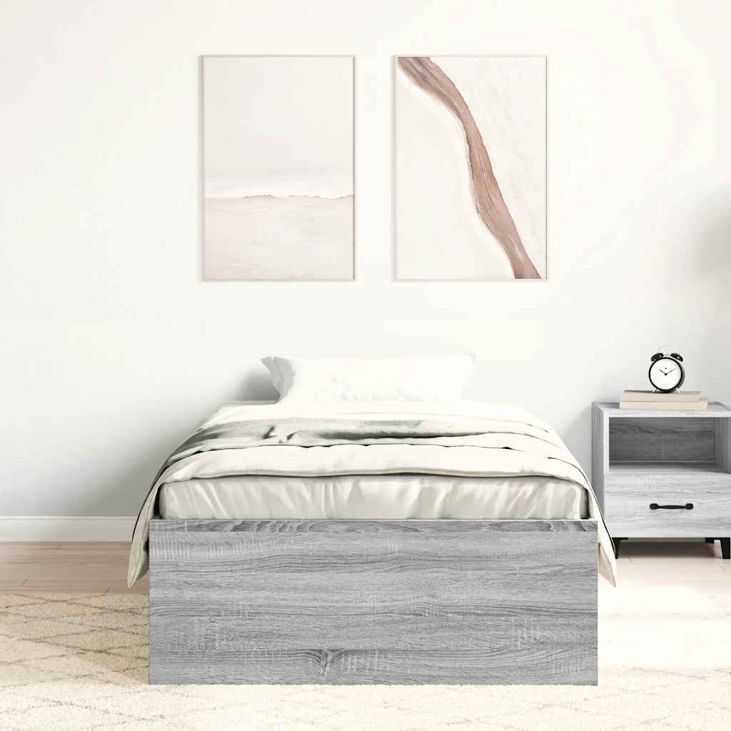 vidaXL Bedframe grijs sonoma eikenkleurig 90x200 cm afbeelding