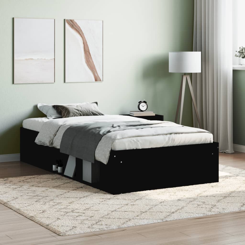 vidaXL Cadru pat, negru, 100x200 cm