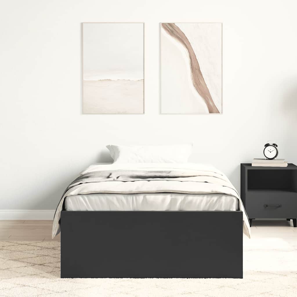 vidaXL Cadru pat, negru, 90x190 cm