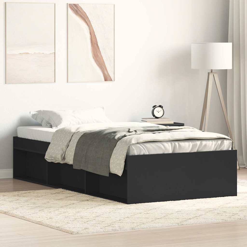 vidaXL Cadru pat, negru, 90x190 cm