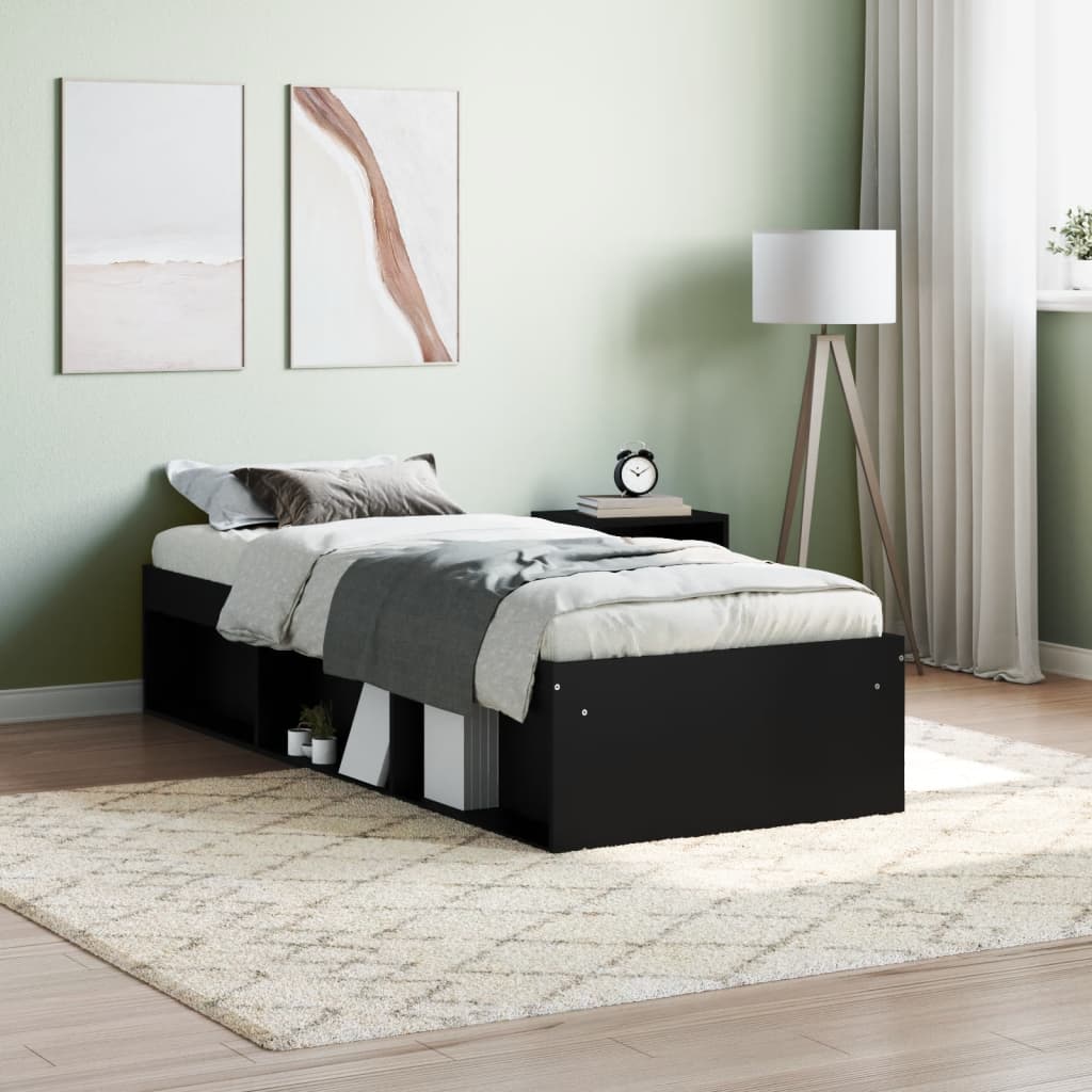 vidaXL Cadru de pat mic single, negru, 75x190 cm