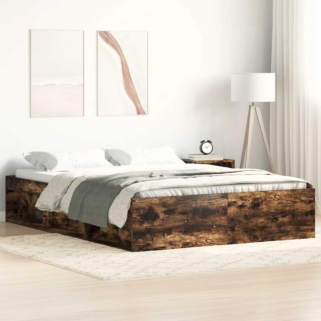 vidaXL Cadru de pat, stejar fumuriu, 120x200 cm